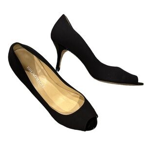 BRUNO MAGLI PEEP TOE BLACK PUMPS KITTEN HEEL SHOES 6.5